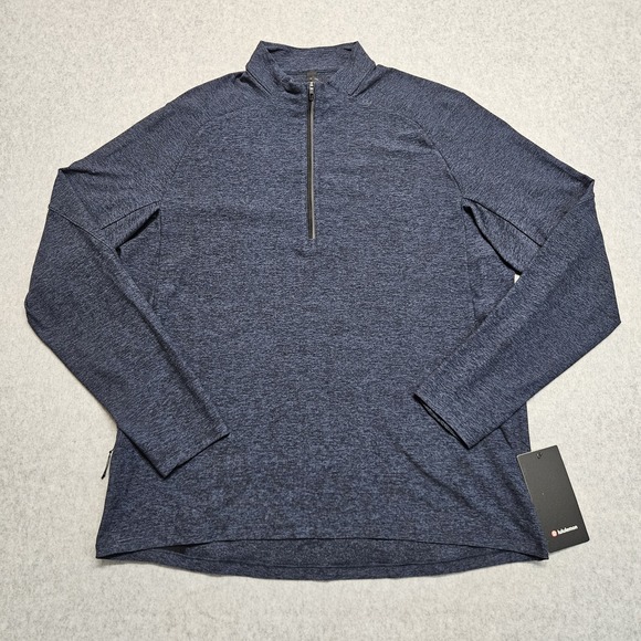 Lululemon Men Blue Black Surge Warm 1/2 Zip Long Sleeve Pullover M3CCKS NWT - Picture 1 of 12